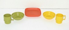 Vintage Tupperware Tupper Toys Cups Bowls Plate Orange Yellow Green