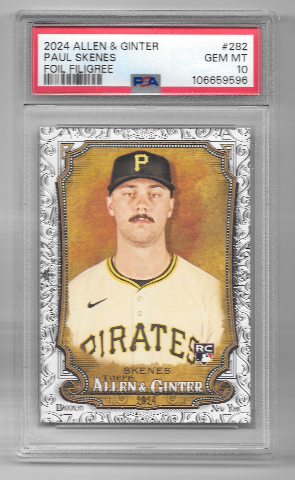 2024 Topps Allen & Ginter Paul Skenes Foil Filigree #282 RC Pirates PSA 10 Gem