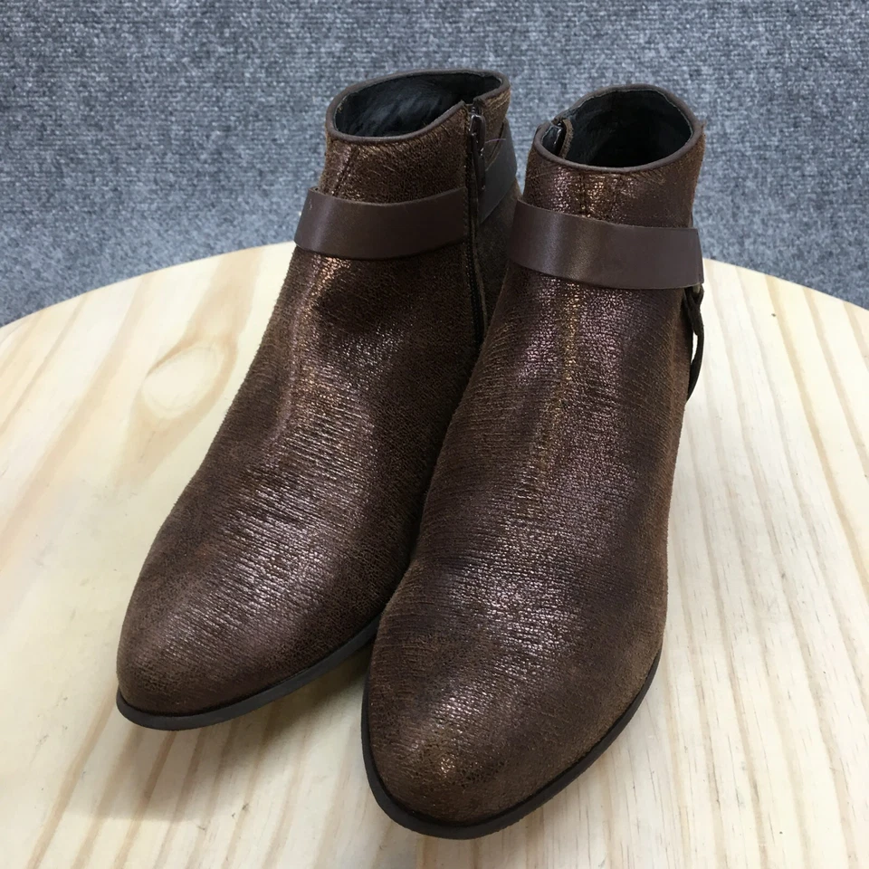 Van Eli Botas Mujer 10 Botines Estrechos Marrón Imitación Cuero Hebilla Metálico Foto 3 de 4