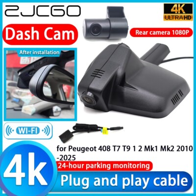 4K HD 2160P Wifi DVR Dash Cam Camera for Peugeot 408 T7 T9 1 2 Mk1 Mk2 2010-2025