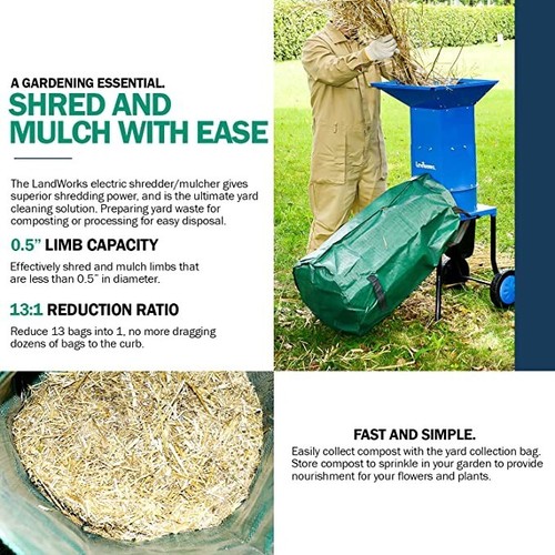 Landworks Leaf Mulcher Shredder Electric Green and Waste Management Heavy Duty eBay