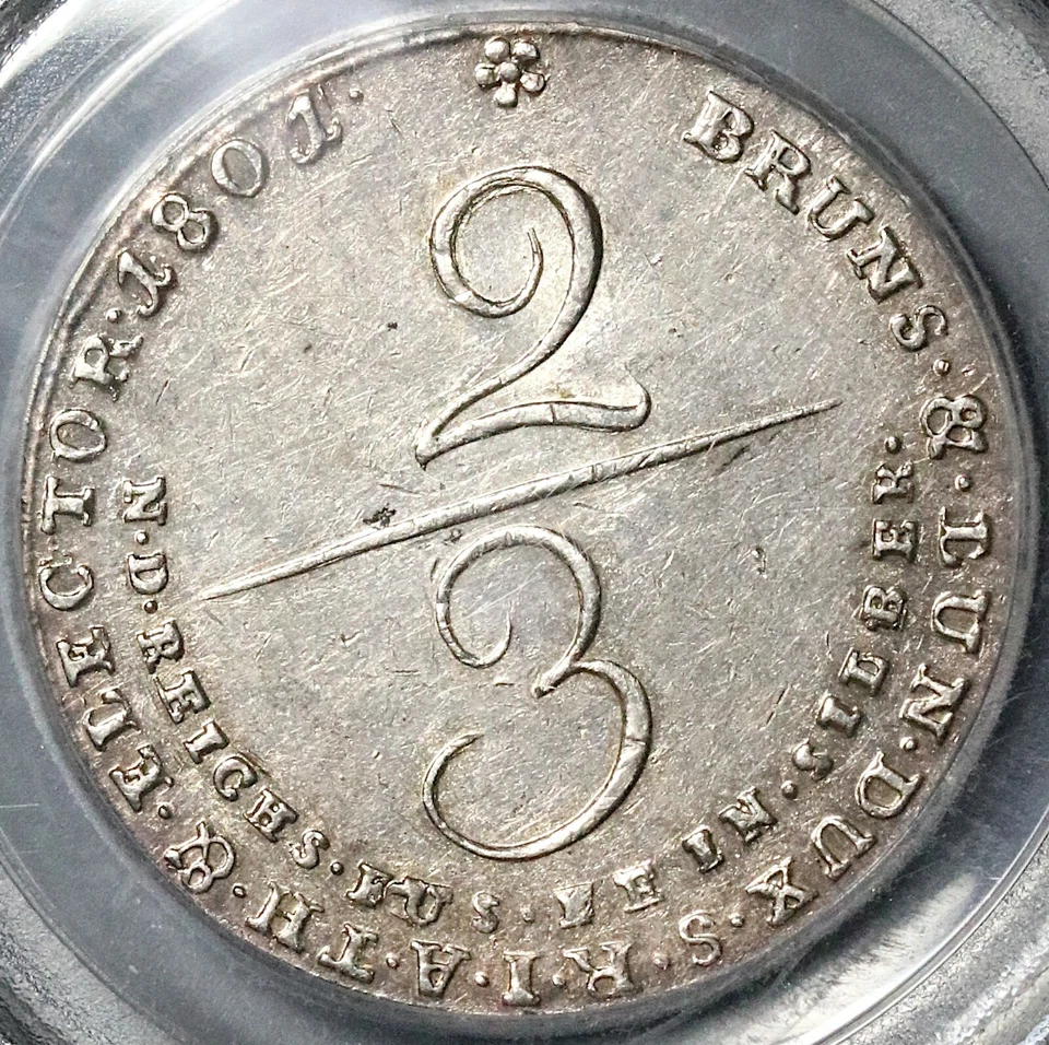 1801/0 PCGS AU 55 Brunswick Hannover 2/3 Thaler George III POP 1/0 (22043002C) - Image 2 of 4