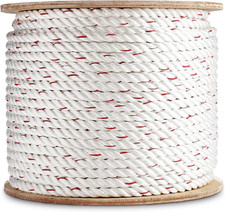 1/2 Inch by 100 Feet Twisted Poly Dacron Rope I 3-Strand W/Polyolefin Core Rope