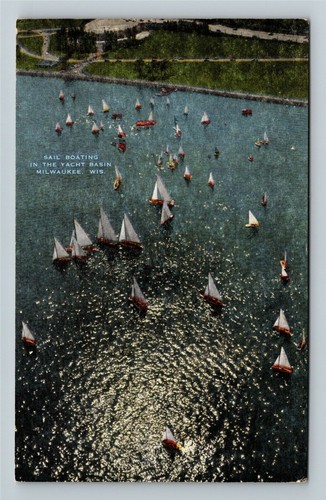 Milwaukee WI-Wisconsin Sail Boating In Yacht Basin Vintage Souvenir Postcard