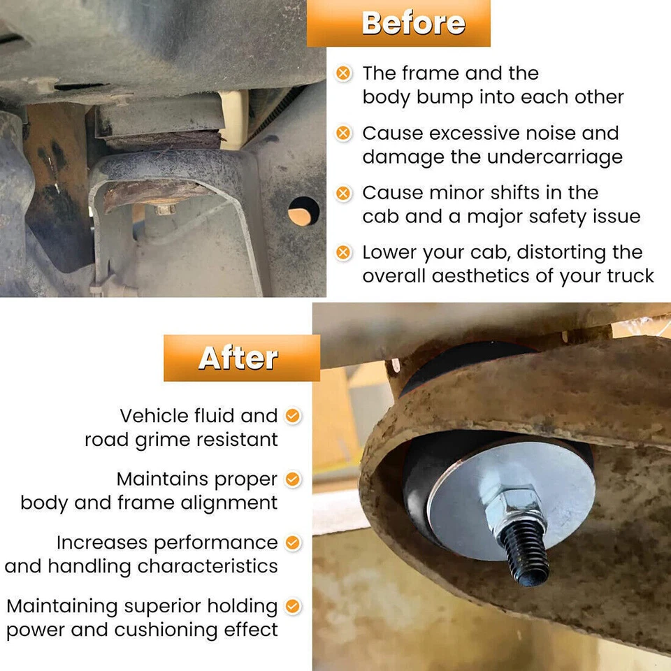 For 1980-1998 Ford F150 F250 F350 2WD 4WD 4.4123R Body Mount Bushing Set Kit - Изображение 3 из 4