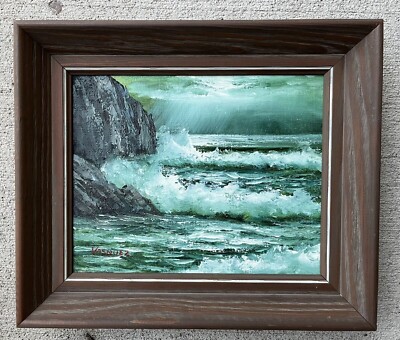 Original Vasquez Signed Crashing Waves Painting Sea Scape
