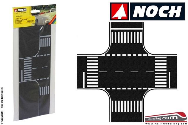 Fondo stradale incrocio asfaltato 220x220 mm HO NH60712 noch modellismo