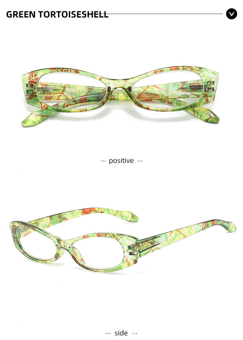 Portable Plug-in Pen Holder Reading Glasses with Colorful Floral Frame Pocket-Sized