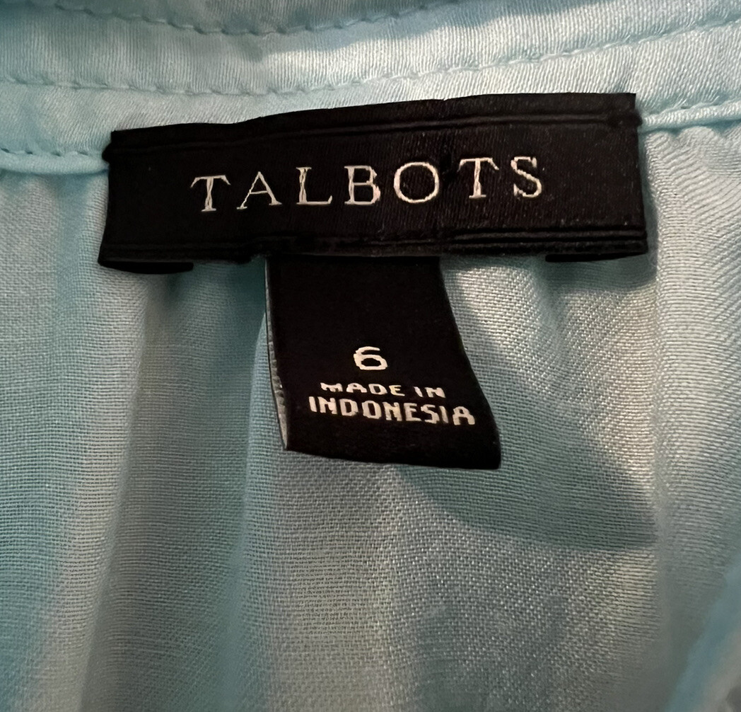 Talbots Solid Light Blue Blouse Short Sleeve Top … - image 5