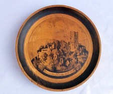 ASSIETTE BOIS VIDE POCHES - PYROGRAVURE - ALSACE  RIBEAUVILLE - VINTAGE