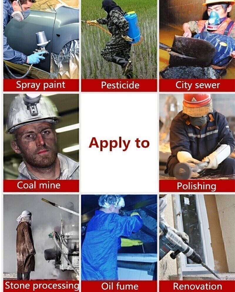 Chemical Gas Mask Full Face Respirator Spray Painting With 1PC 40mm Filter Box