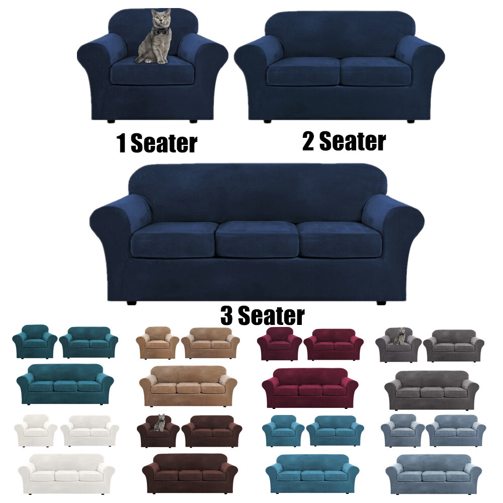 Velvet Sofa Covers for 1/2/3 Seat Cushion Couch Slipcovers with
