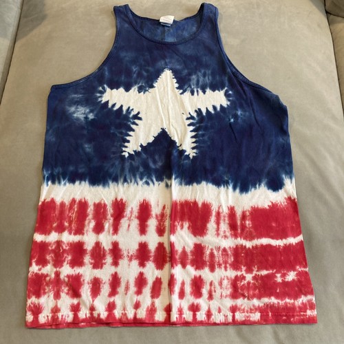 Vintage - Red, White u0026 Blue Tie Dye Tank Top - USA - Star - Men's Large |  eBay