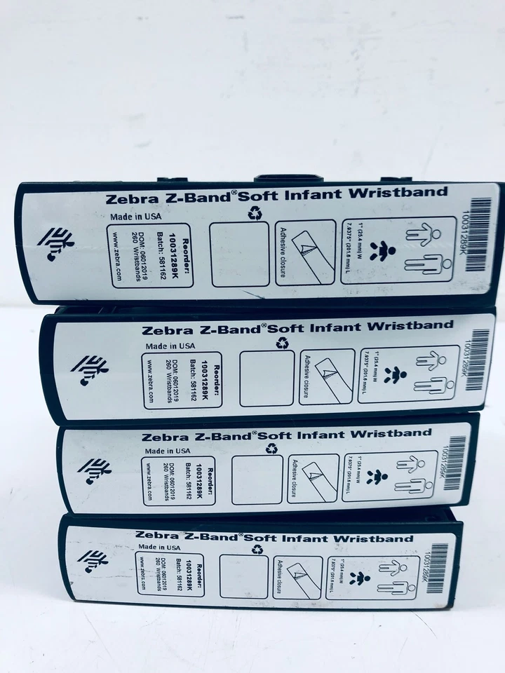 LOTE DE 4 cartuchos de pulsera Zebra Z-Band Soft Infant 260 1"x7.9375" 10031289K  Foto 2 de 4