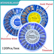 120Pcs Dental Screw Post Gold/Silver Plated Titanium Kit Conical Root Canal Pins