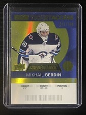 20-21 UD Credentials Mikhail Berdin RC Debut Ticket Access Yellow /249 Jets #108