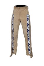 Men Old Style American Western Suede Buckskin Buffalo Leather Long Beaded Pants
