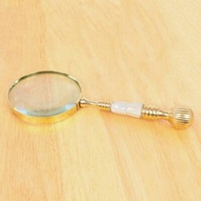 Vintage Style Brass Mother Of Pearl Magnifying Glass Magnifier Map Reading