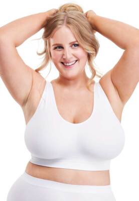 Übergröße Vollschale ohne Bügel Soft Komfort BH breite Träger schwarz weiß + beige XXL