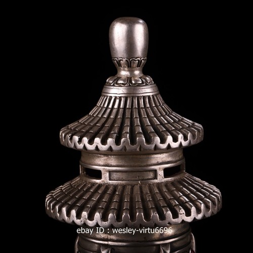 Buddism White Copper stupa shape Lion Leg Dragon Play Bead Incense Burner Censer - 第 2/9 張圖片