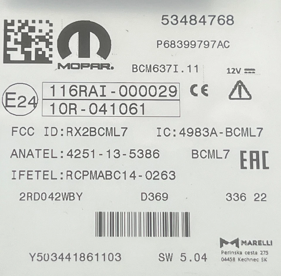 68399797AC Body Control Module For 2015-2020 Dodge Ram Pro Master 1500 2500 3500 Foto 3 de 3