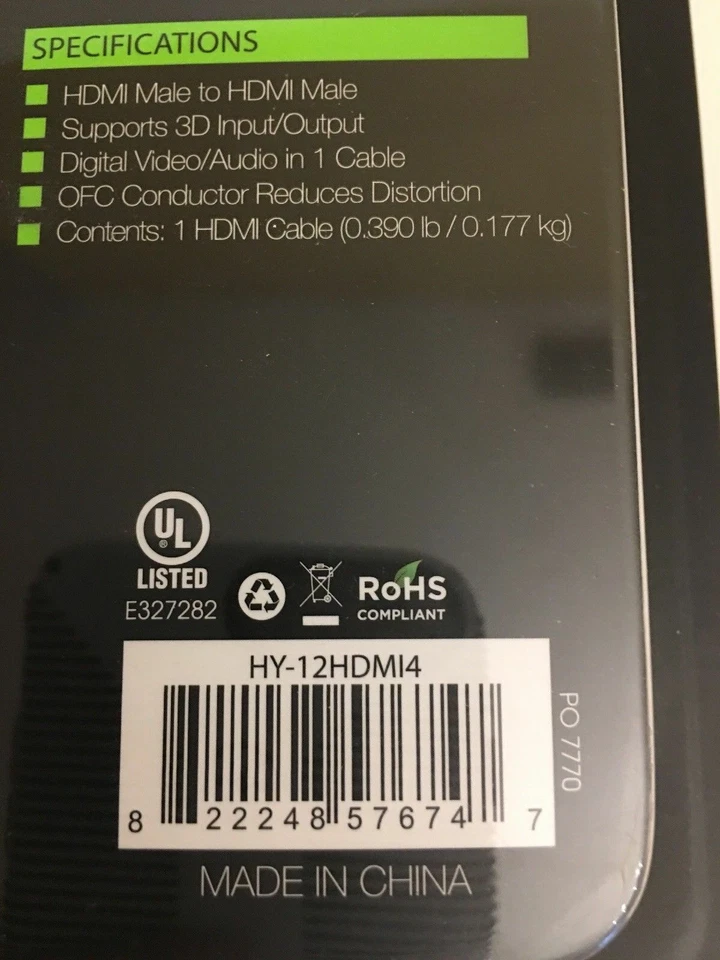 Hype 12ft HDMI High Speed with Ethernet,High Quality Connectors,Heavy Duty NEW - Image 4 of 4