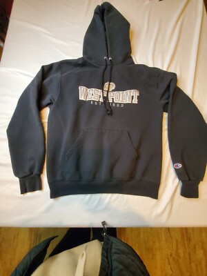 Y2K Champion West Point Sweatshirt Hoodie Black Mens Medium 20x24.5