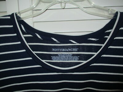 NEW NOTTIBIANCHE TOP SLEEPWEAR SHORT SLEEVE BLUE WHITESTRIPED KNIT