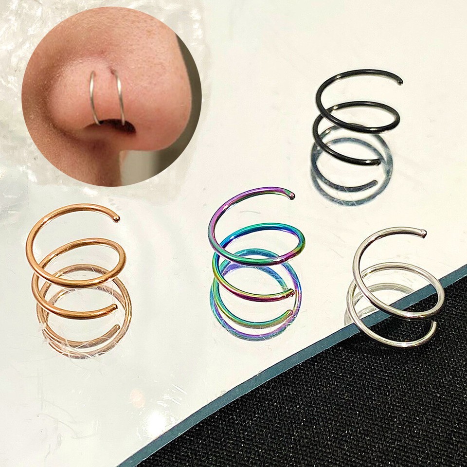 Piercing Nose Hoop Double Spiral Rings Ear Studs Tragus Body Jewelry