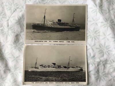 Union Castle Line Schiffe - RMMV Winchester Castle & Durban Castle - Postkarten x 2