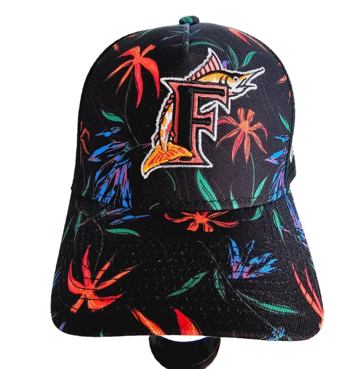 New Era Florida Marlins 9FORTY A-Frame Floral Khaki Snapback Hat Cooperstown New Era Florida Marlins  main image 4