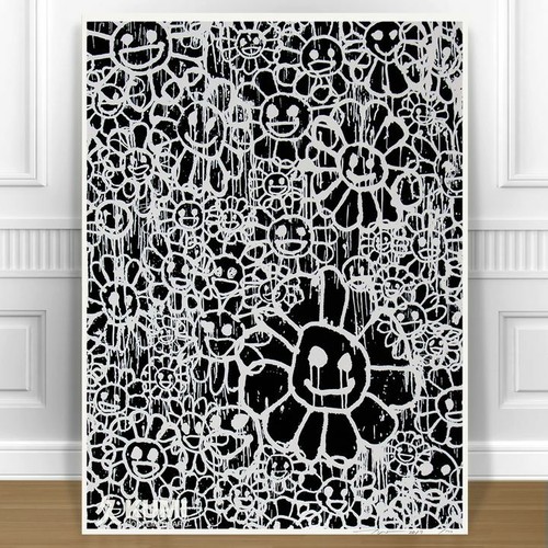 TAKASHI MURAKAMI Black Flowers CANVAS PRINT JAPANESE POP ART 8x10"
