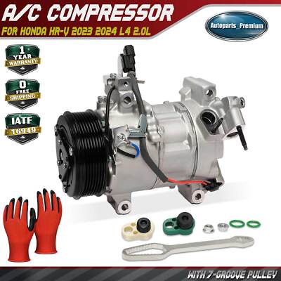 A/C Compressor with 7-Groove Pulley and Clutch for Honda HR-V 2023 2024 L4 2.0L