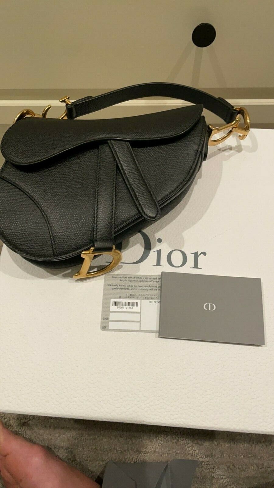 dior saddle bag black leather