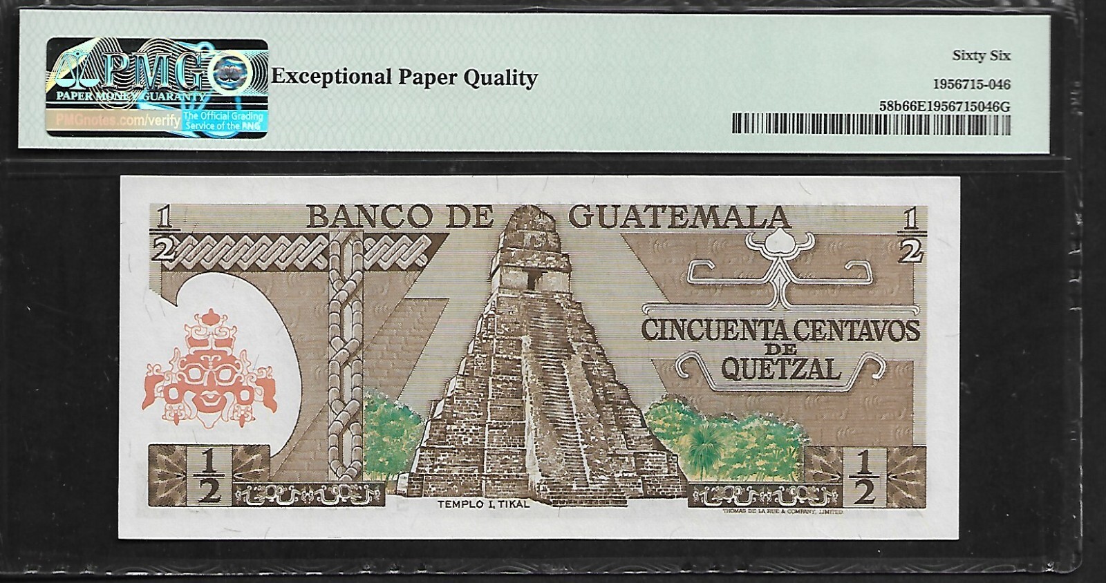 Guatemala 1/2 Quetzal 1977 Tecun Uman PMG 66 EPQ UNC P#58b Printer TDLR