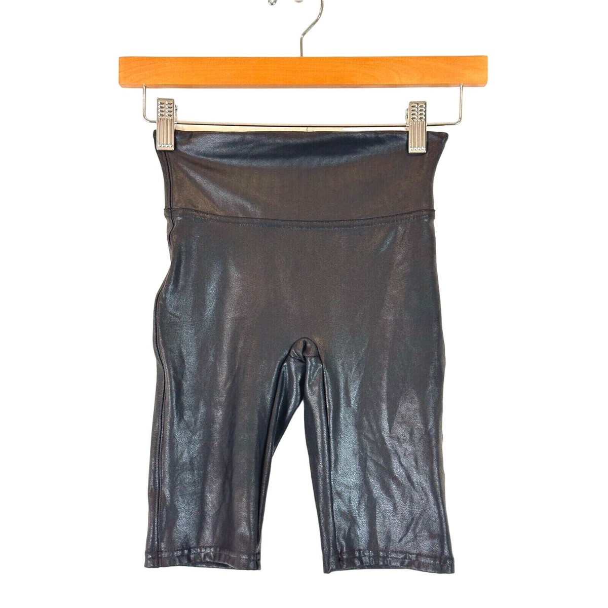 Spanx Womens Faux Leather Biker Shorts Size XS Black Shape Wear Slimming