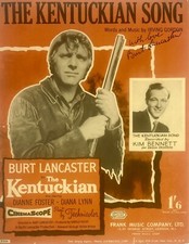Burt Lancaster Signed Autograph ‘The Kentuckian Song’ Music Sheet