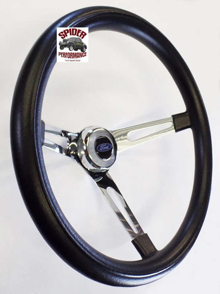 1961-1964 Ford F-100 F-250 F-350 steering wheel BLUE OVAL 15" MUSCLE CAR CHROME - Image 2 of 4
