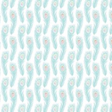 Elegant Peacock: Feather Mint 100% Cotton Fabric from the Craft Cotton Company