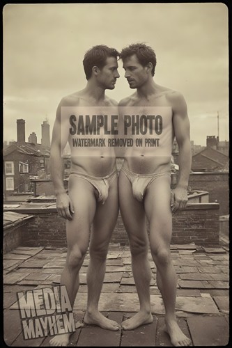 Men in Underwear on Rooftop Lovers Bulges Print 4x6 Gay Interest Photo #109