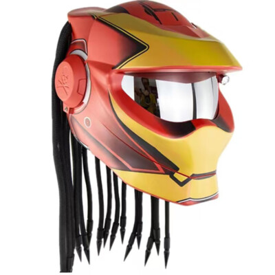 Motorcycle Full Face Helmet Flip Up Helmets with LED Laser Braids DOT