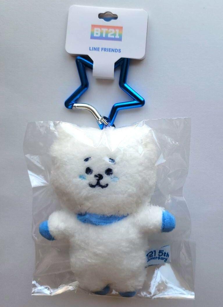 BTS BT21 RJ Rainbow Color Plush Doll Mascot Blue Height 5.3 in