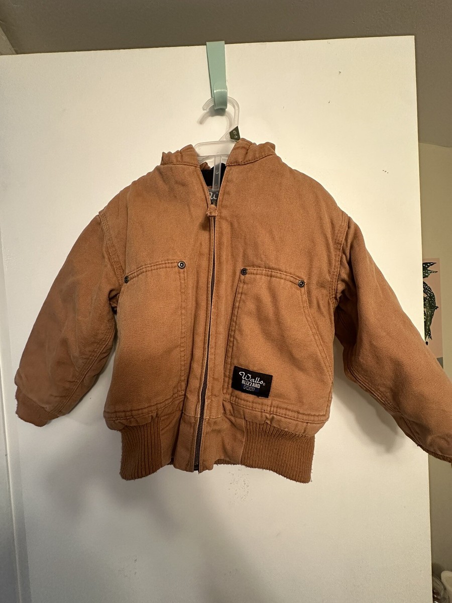 Walls Kids Jacket Sz 4/5 Brown Canvas Blizzard Pruf Outdoor