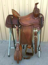 Western Brown Leather Hand Carved Roper Ranch Horse Saddle Tack Set 14" to 18"