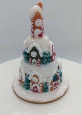 Dolls house cake Miniature Ginger Bread house Christmas cake 1/12 scale OOAK