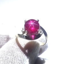 Red Star Ruby Gemstone Ring 925 Solid Sterling Silver Ring Stone Size 8x8mm Gift