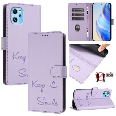 For Umidigi Power 7 Max Smile Embossing Rfid Leather Phone Case Cover Shell