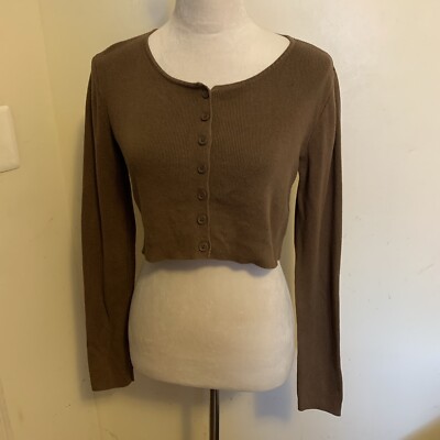 Brandy Melville Women’s Long Sleeve Cropped Athelia Cardigan One Size  Buttons Up