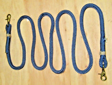 DARK BLUE Round Nylon Trail Roping Barrel Nick Reins w/ Scissor Snap Ends - 102"