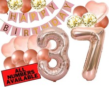 37th Birthday Decorations For Her - Pink and Rose Gold Theme - Balloons, Banner